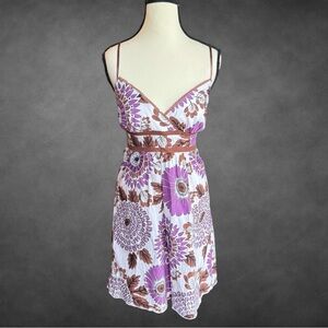 Floral Purple and Brown Ruby Rox Women's Dress Size 5